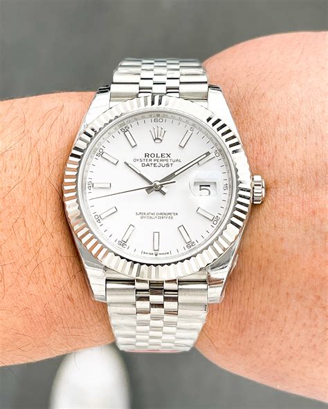 rolex dayjust white|rolex datejust 41 white dial.